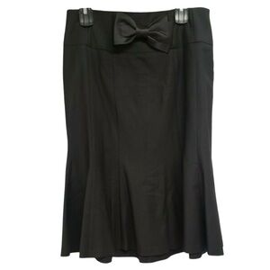 NWT BEBE BLACK WOOL BLEND A-LINE BOW TIE SKIRT SIZE 0